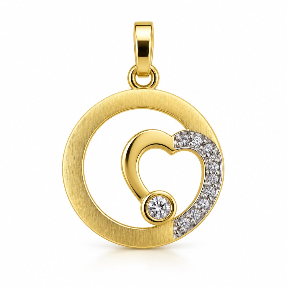STEINER ESSENTIALS Anhänger Herz mit Zirkonia 585 / 14Kt Gold 113123 – Frontansicht