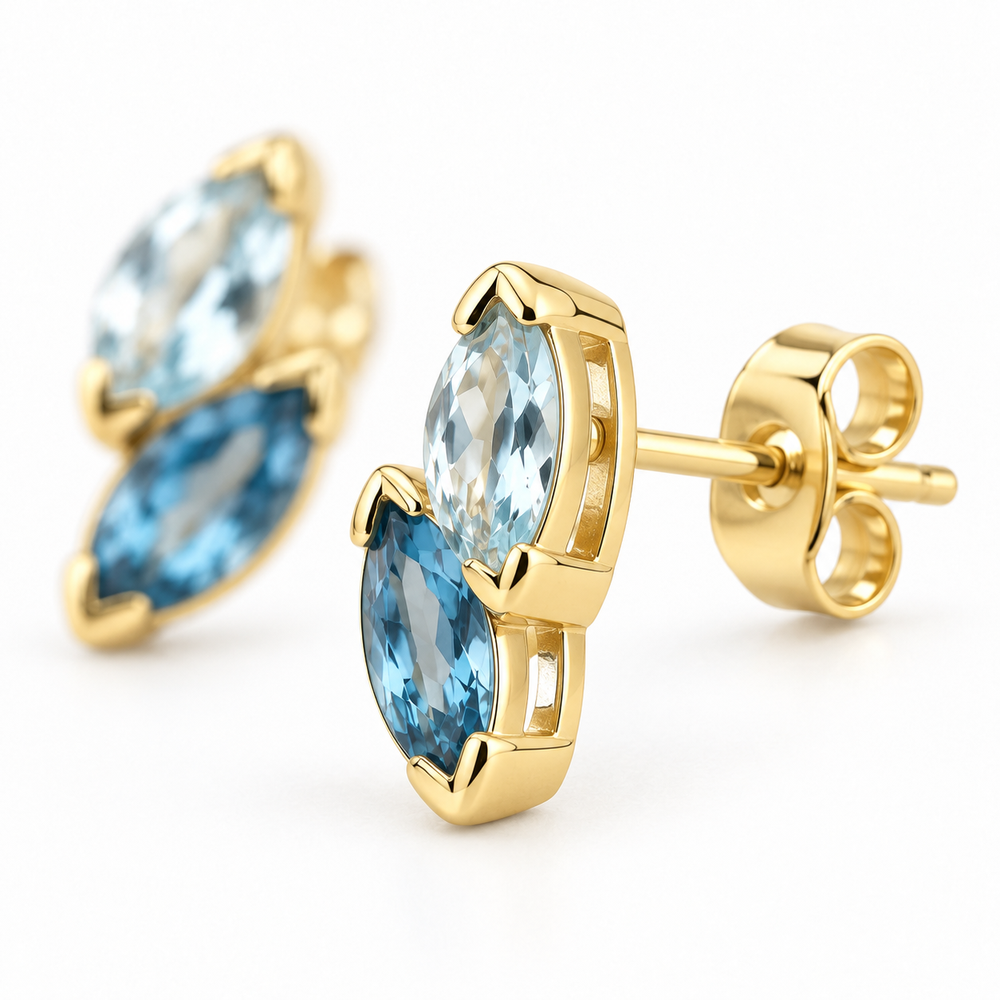 STEINER EXKLUSIV Ohrstecker mit Topas London Blue 585 / 14Kt Gold 113862 – Detailansicht