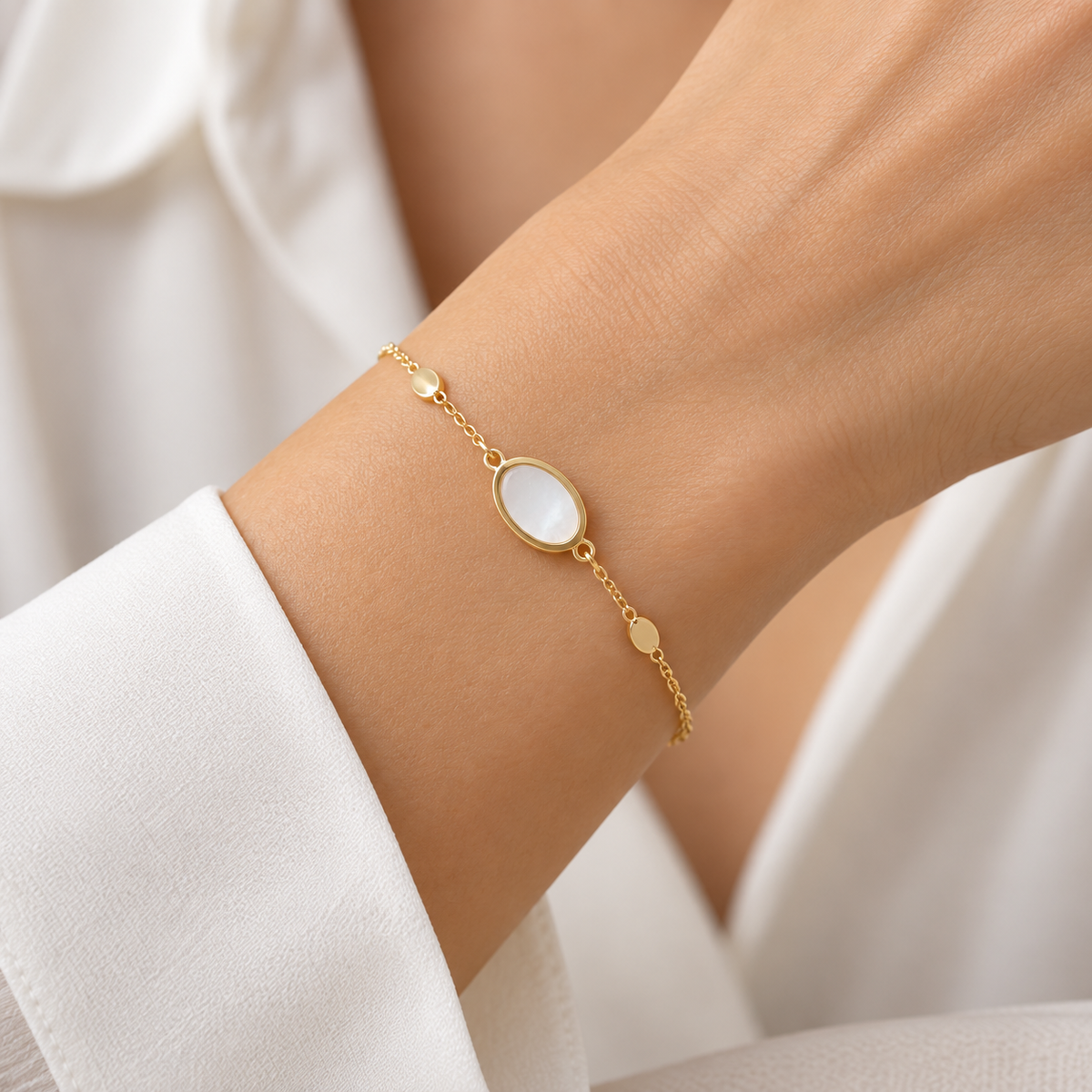 Steiner Exklusiv Armband 585 / 14Kt Gold mit Perlmutt 113925