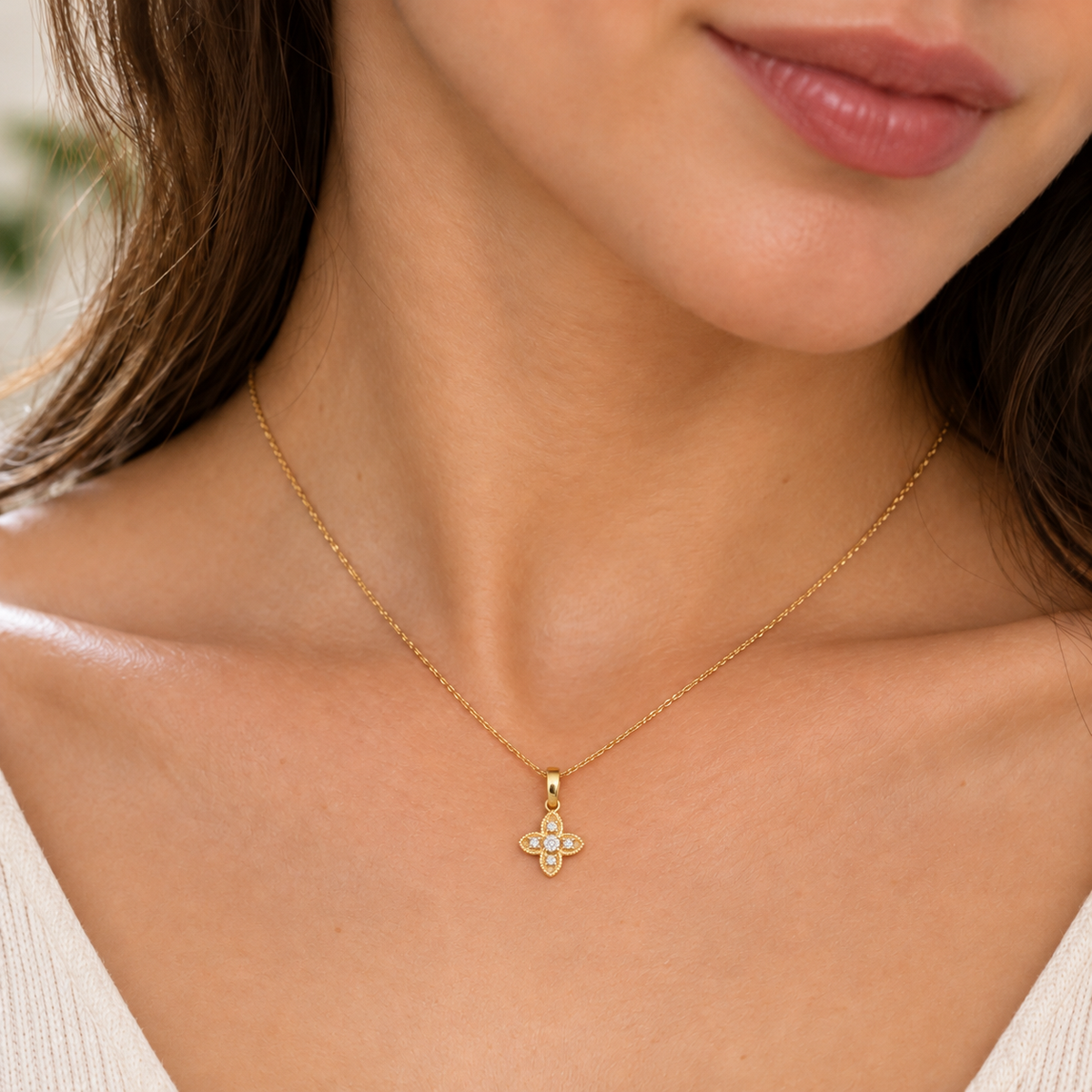 STEINER ESSENTIALS Pendant with Cubic Zirconia 585 / 14Kt Gold 113930