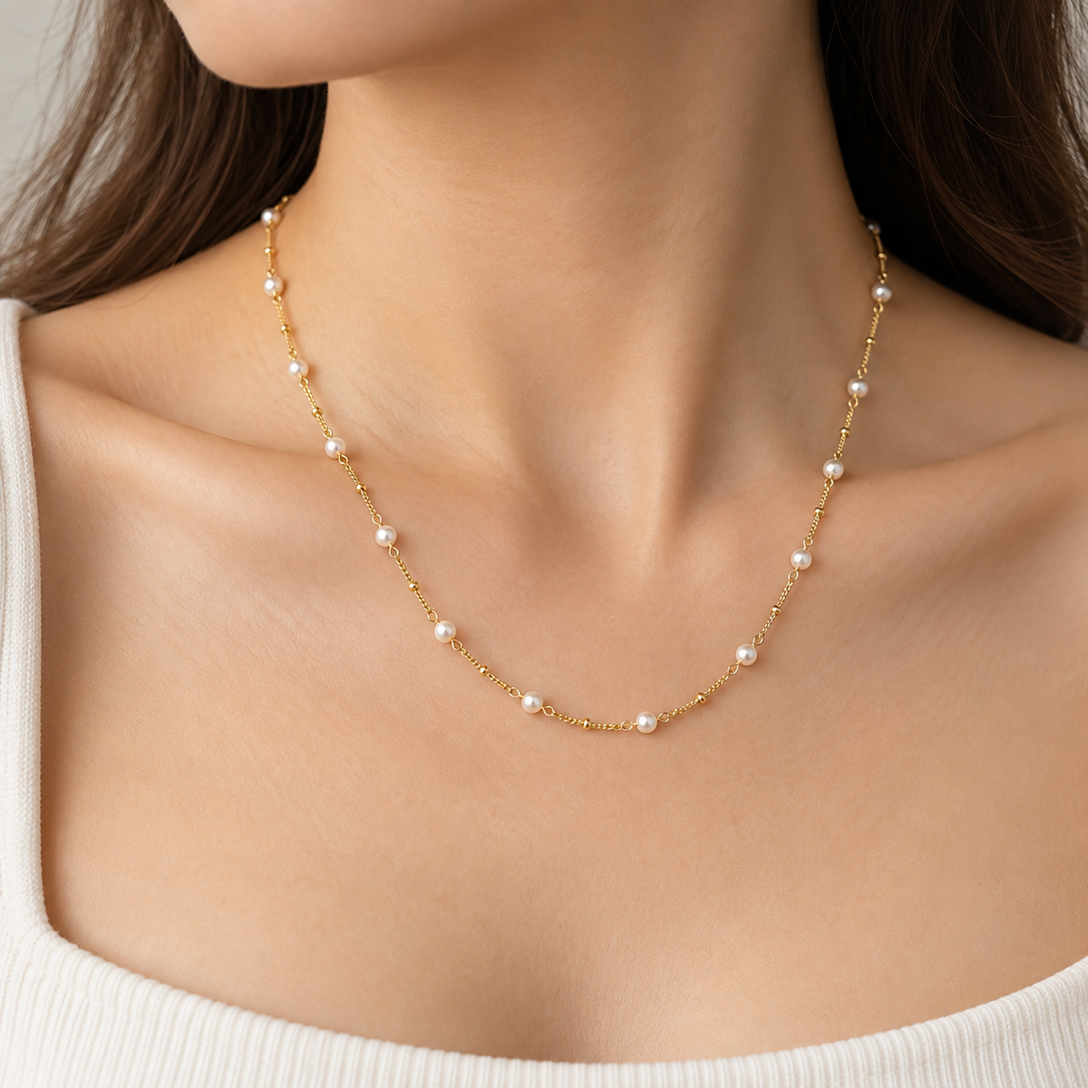 STEINER ESSENTIALS Halskette mit Perlen aus 585 / 14Kt Gold 114022