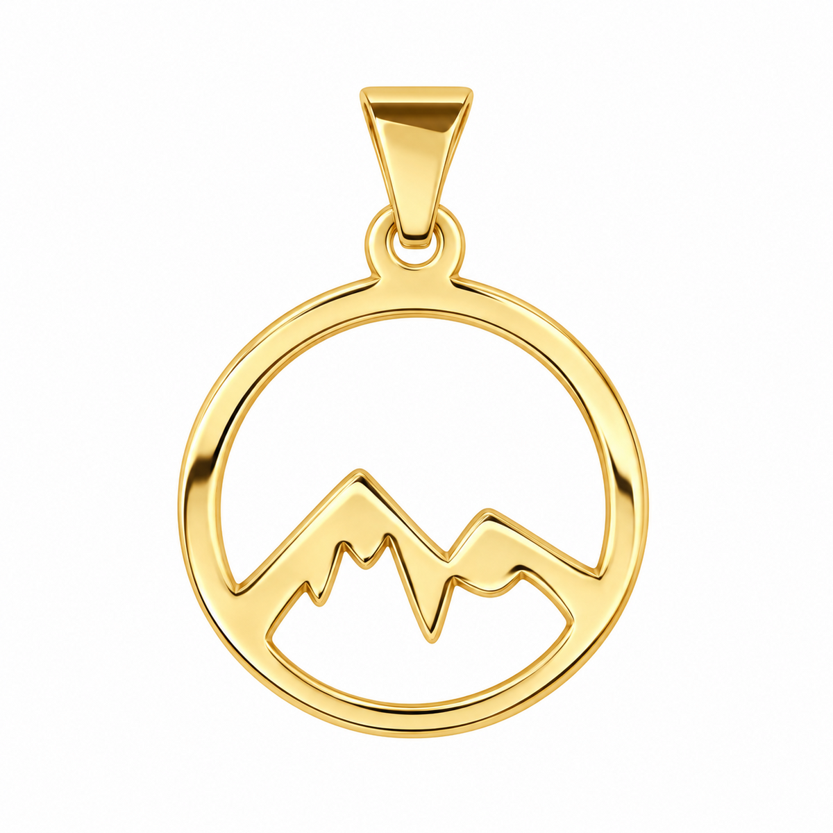 STEINER ESSENTIALS Anhänger Bergmotiv 585 / 14Kt Gold 114024 – Frontansicht