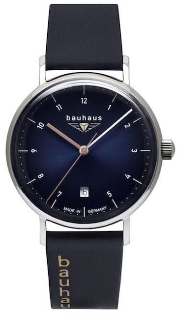 BAUHAUS 100 クォーツ腕時計 ホワイト/ブルー Bauhaus Quartz 2141-3 now available for purchase in the Juwelier