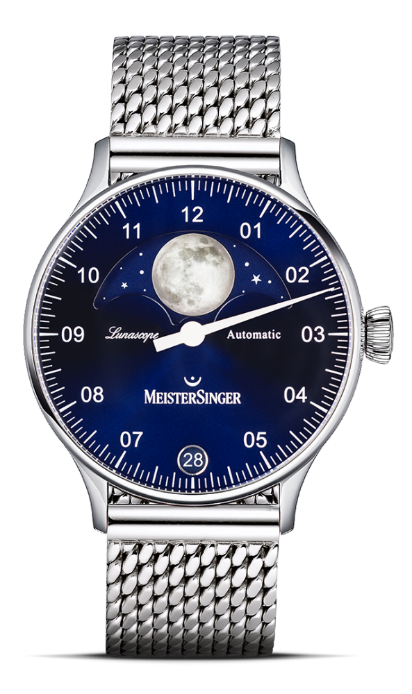 MeisterSinger Lunascope Sunburst Blue – Moon Phase | LS908