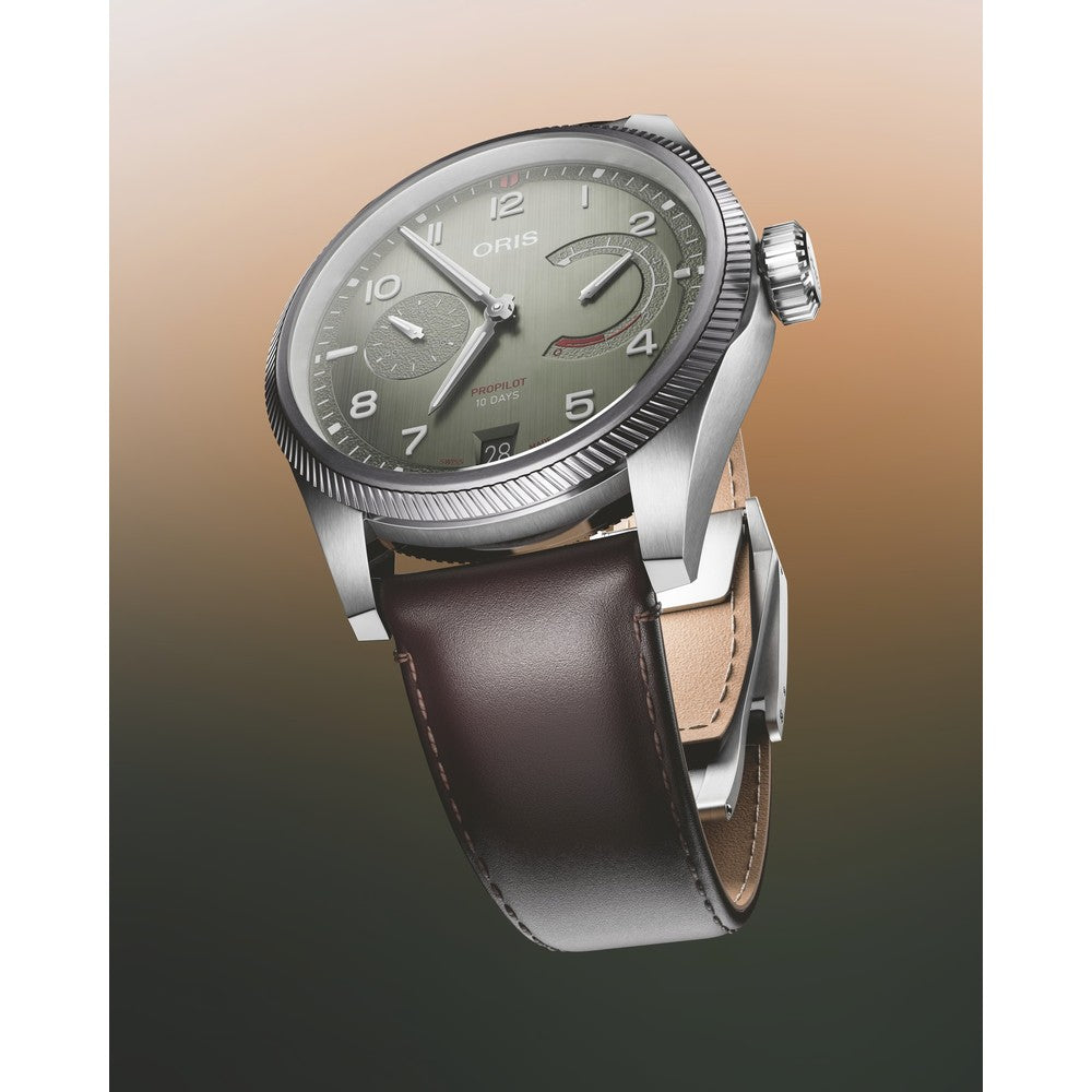 Oris ProPilot Calibre 111 green leather angle