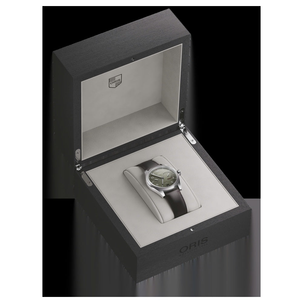 Oris ProPilot Calibre 111 Grün Lederband Präsentationsbox grüne Oris Lederband