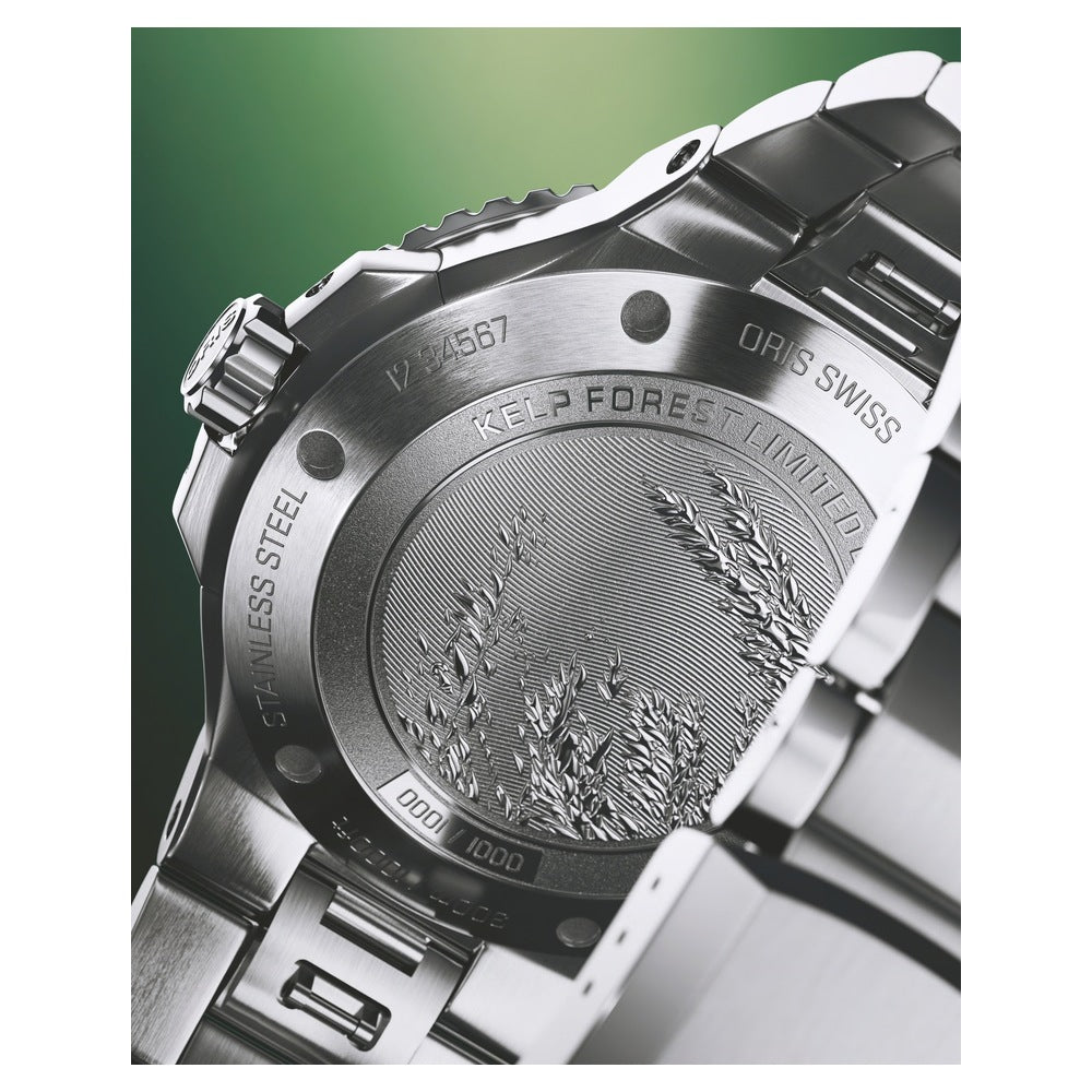 Oris Aquis Kelp Forest Limited Edition – Gehäuseboden Detail