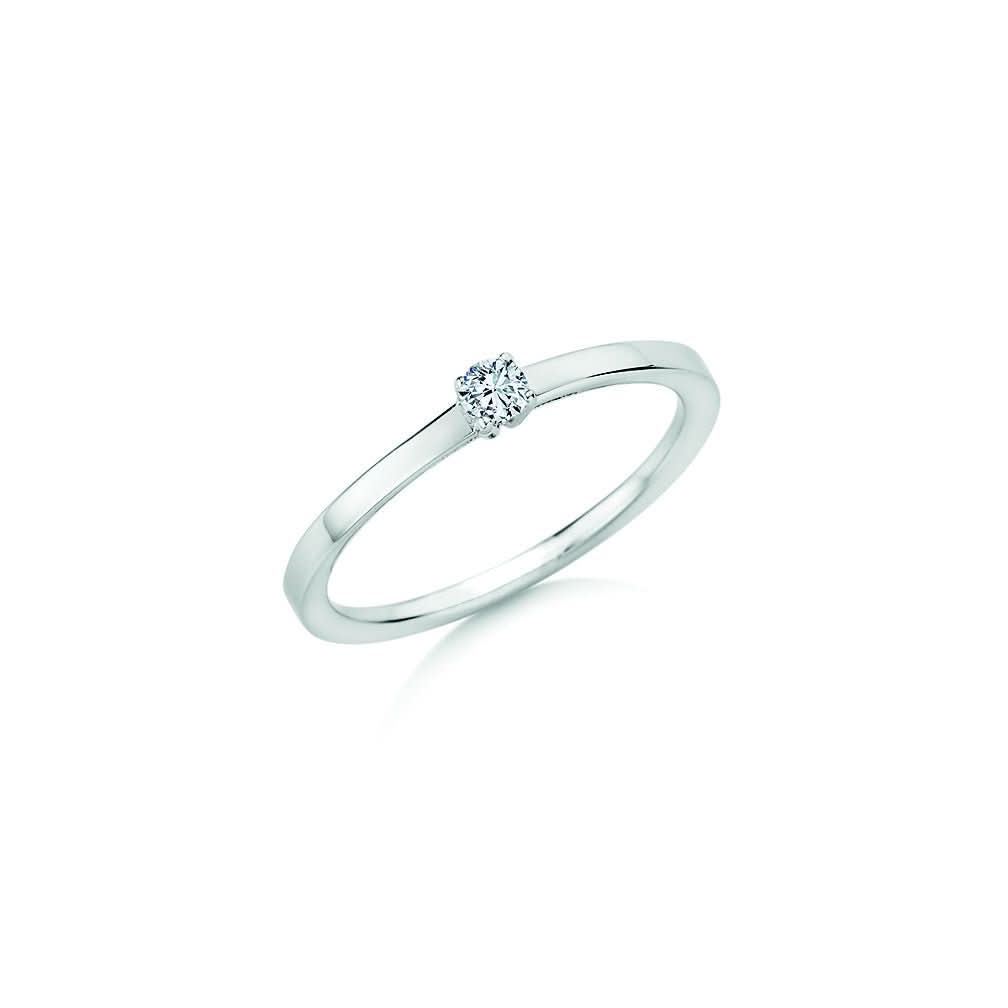 CR Solitaire Ring Weißgold 585 · 0,100 ct W-SI - Juwelier Steiner