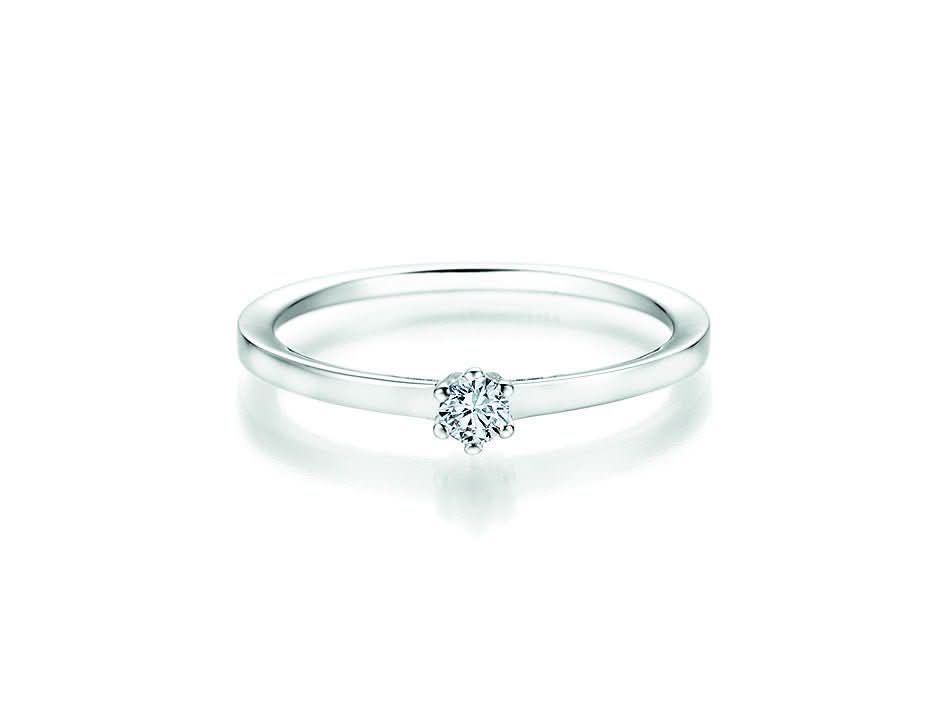 CR Solitaire Ring Weißgold 585 · 0,100 ct W-SI - Juwelier Steiner