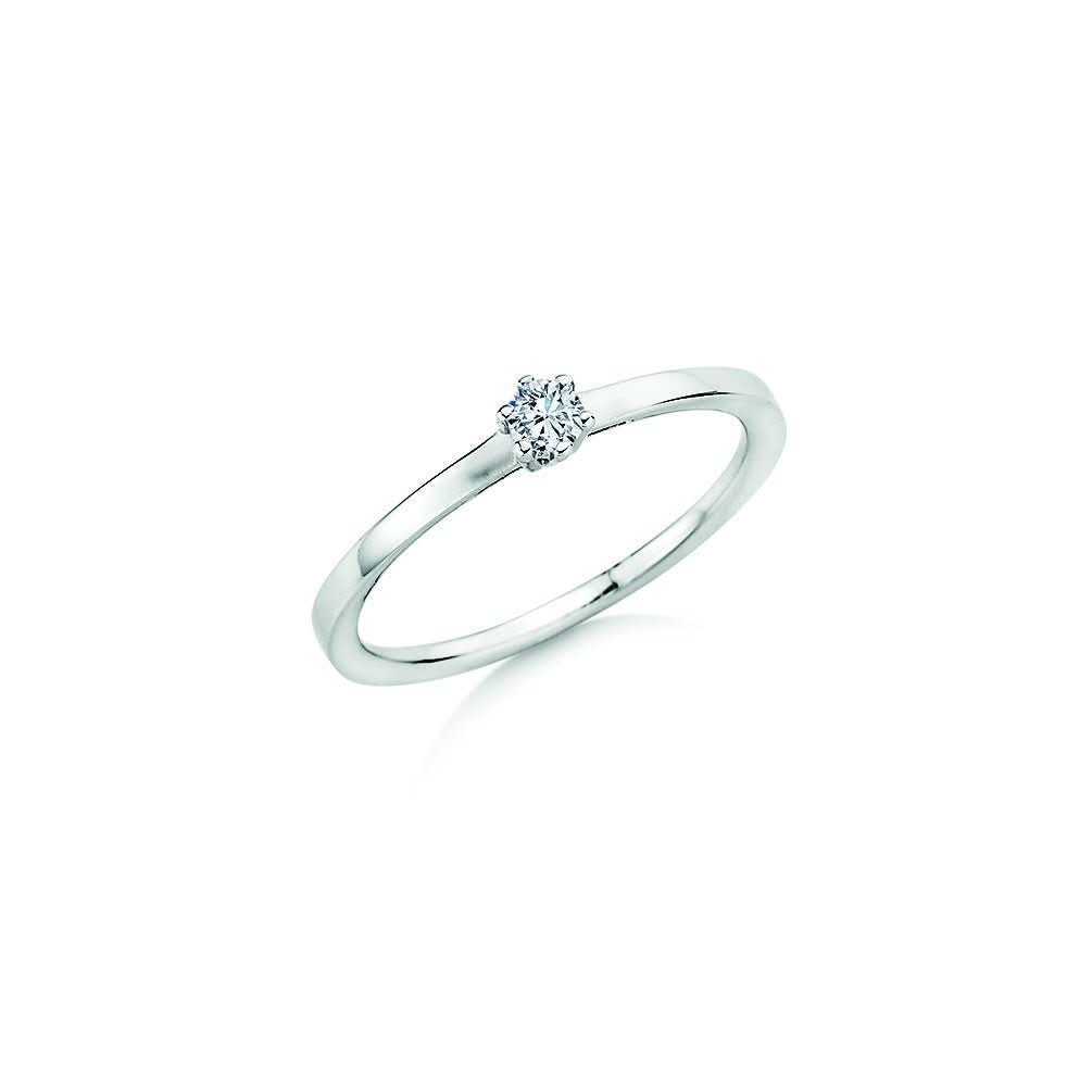 CR Solitaire Ring Weißgold 585 · 0,100 ct W-SI - Juwelier Steiner
