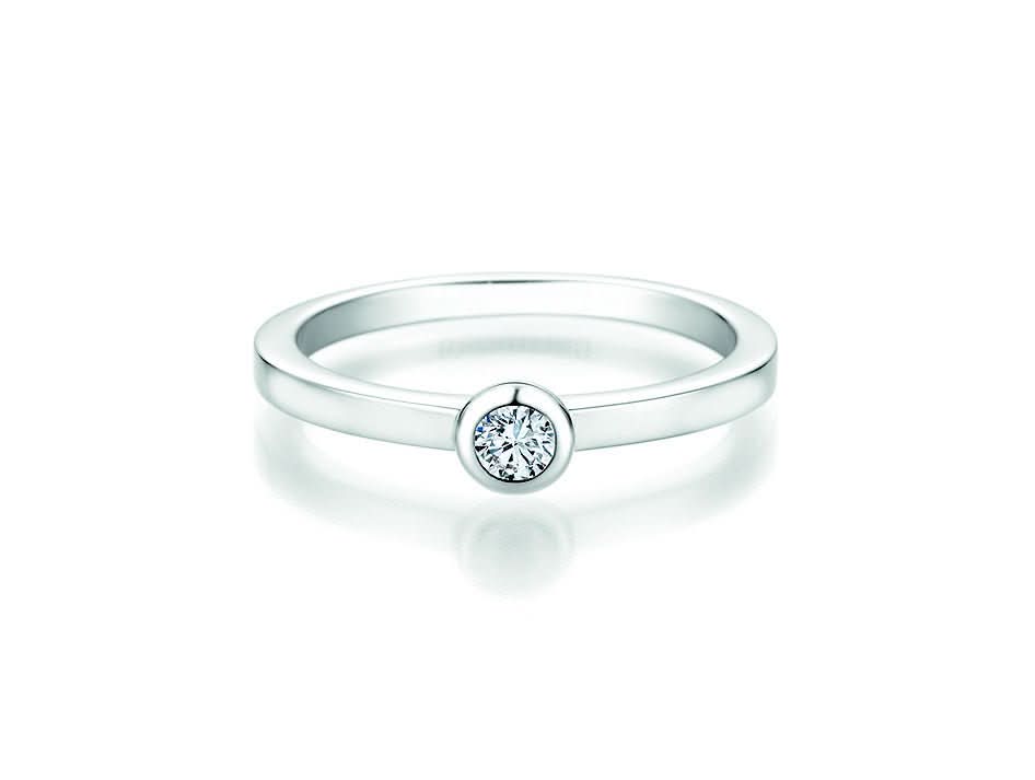 CR Solitaire Ring Weißgold 585 · 0,100 ct W-SI - Juwelier Steiner