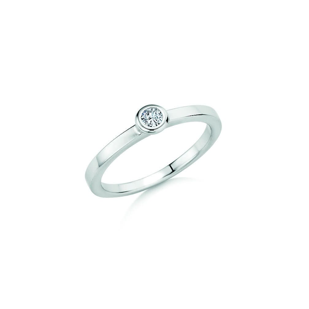 CR Solitaire Ring Weißgold 585 · 0,100 ct W-SI - Juwelier Steiner