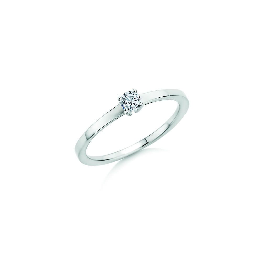 CR Solitaire Ring Weißgold 585 · 0,150 ct W-SI - Juwelier Steiner