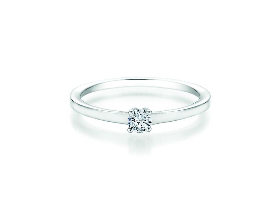 CR Solitaire Ring Weißgold 585 · 0,150 ct W-SI - Juwelier Steiner