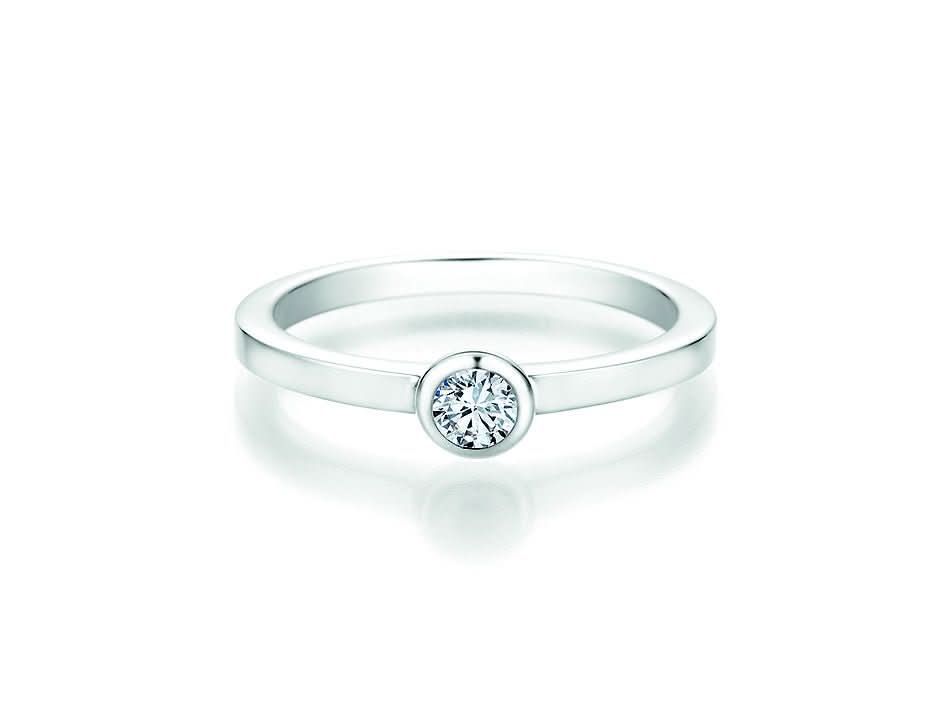 CR Solitaire Ring Weißgold 585 · 0,150 ct W-SI - Juwelier Steiner