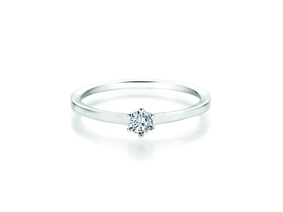 CR Solitaire Ring Weißgold 585 · 0,150 ct W-SI - Juwelier Steiner