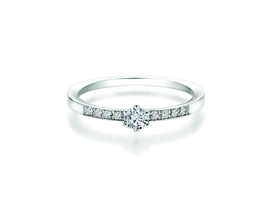 CR Solitaire Ring Weißgold 585 · 0,190 ct W-SI - Juwelier Steiner