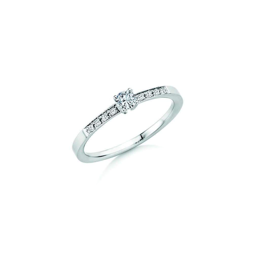 CR Solitaire Ring Weißgold 585 · 0,190 ct W-SI - Juwelier Steiner
