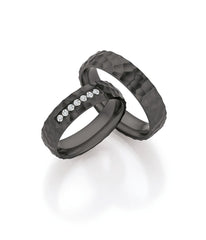 1 Pair of Wedding Rings/Marriage Rings Collection Ruesch Black & Diamonds
