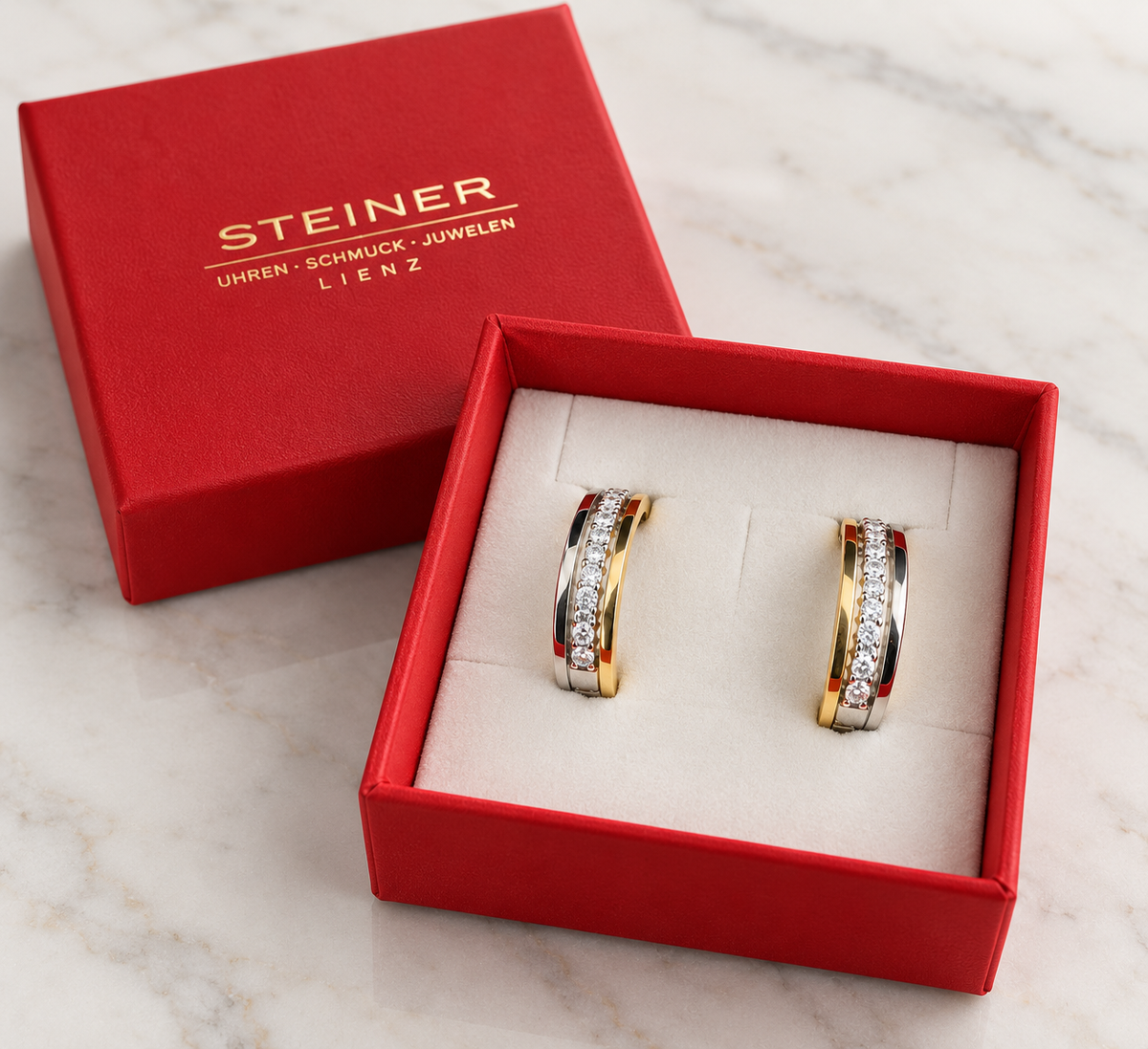 Steiner Exklusiv Creolen 585 / 14Kt Bicolor mit Brillanten 112194