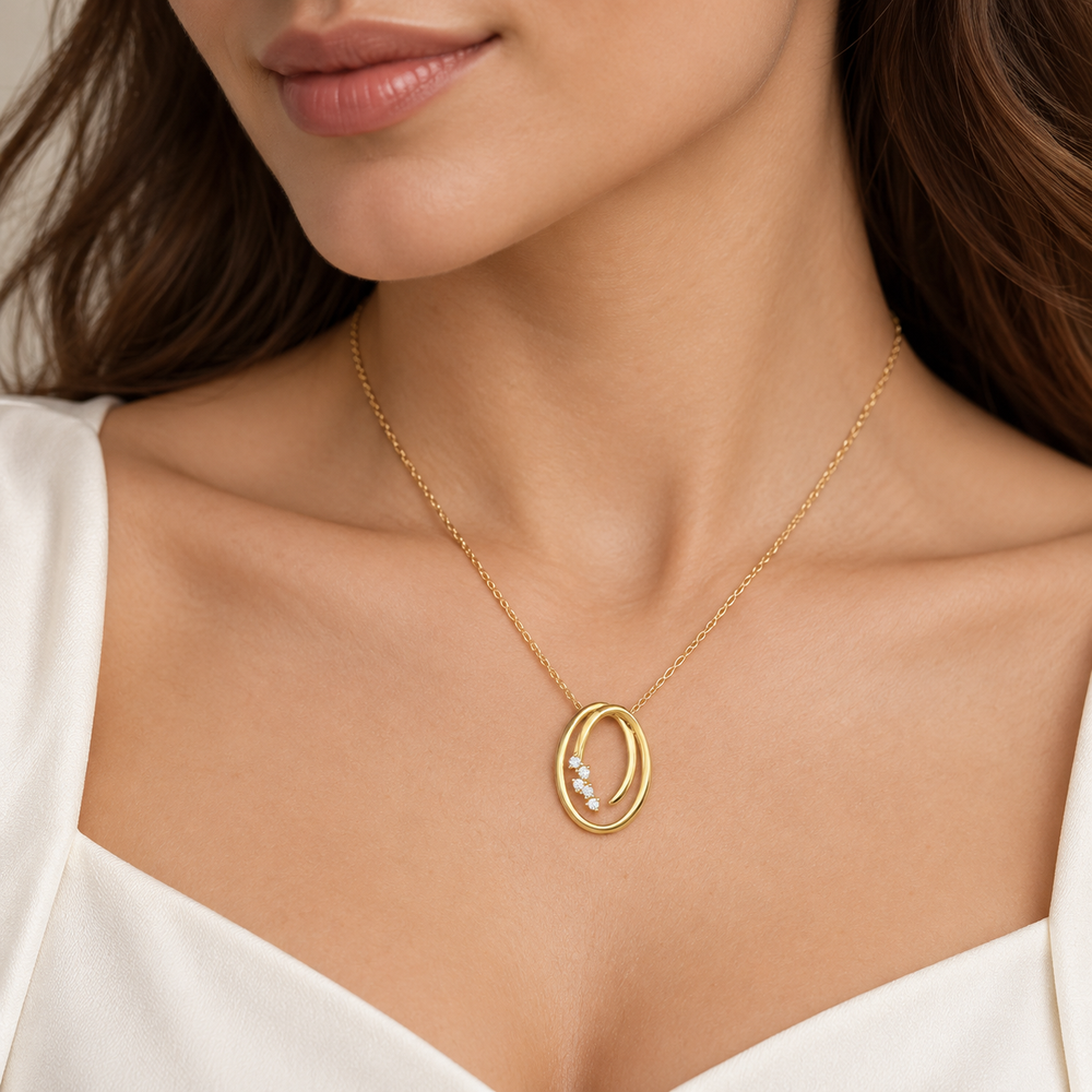 STEINER ESSENTIALS Anhänger mit Zirkonia 585 / 14Kt Gold 113854 – getragen