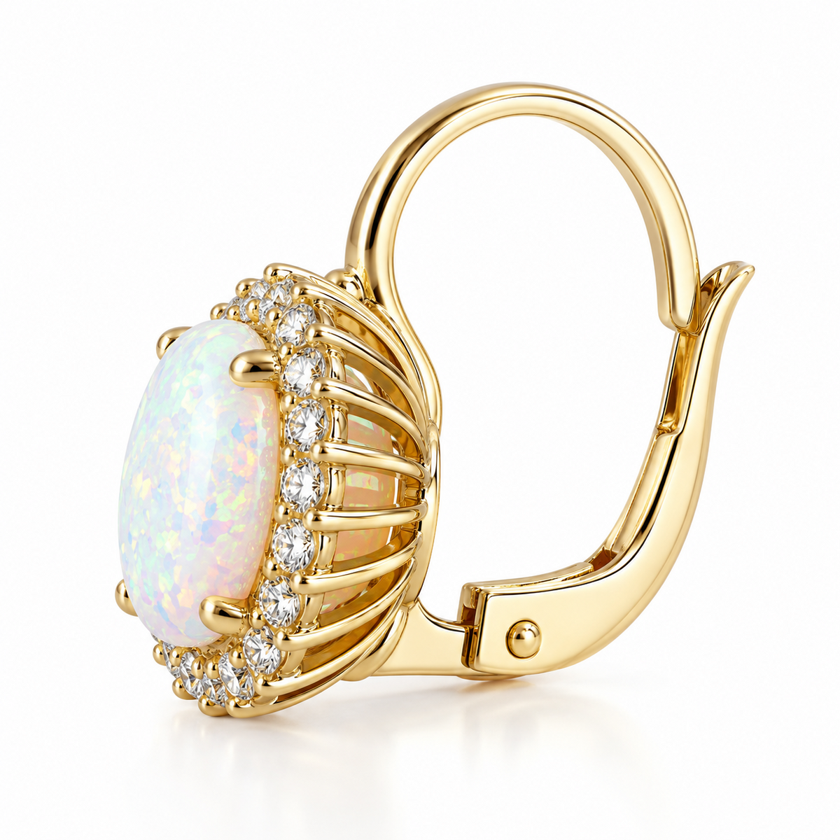 STEINER ESSENTIALS Ohrhänger mit Opalit und Zirkonia 585 / 14Kt Gold 113924 – Detailansicht