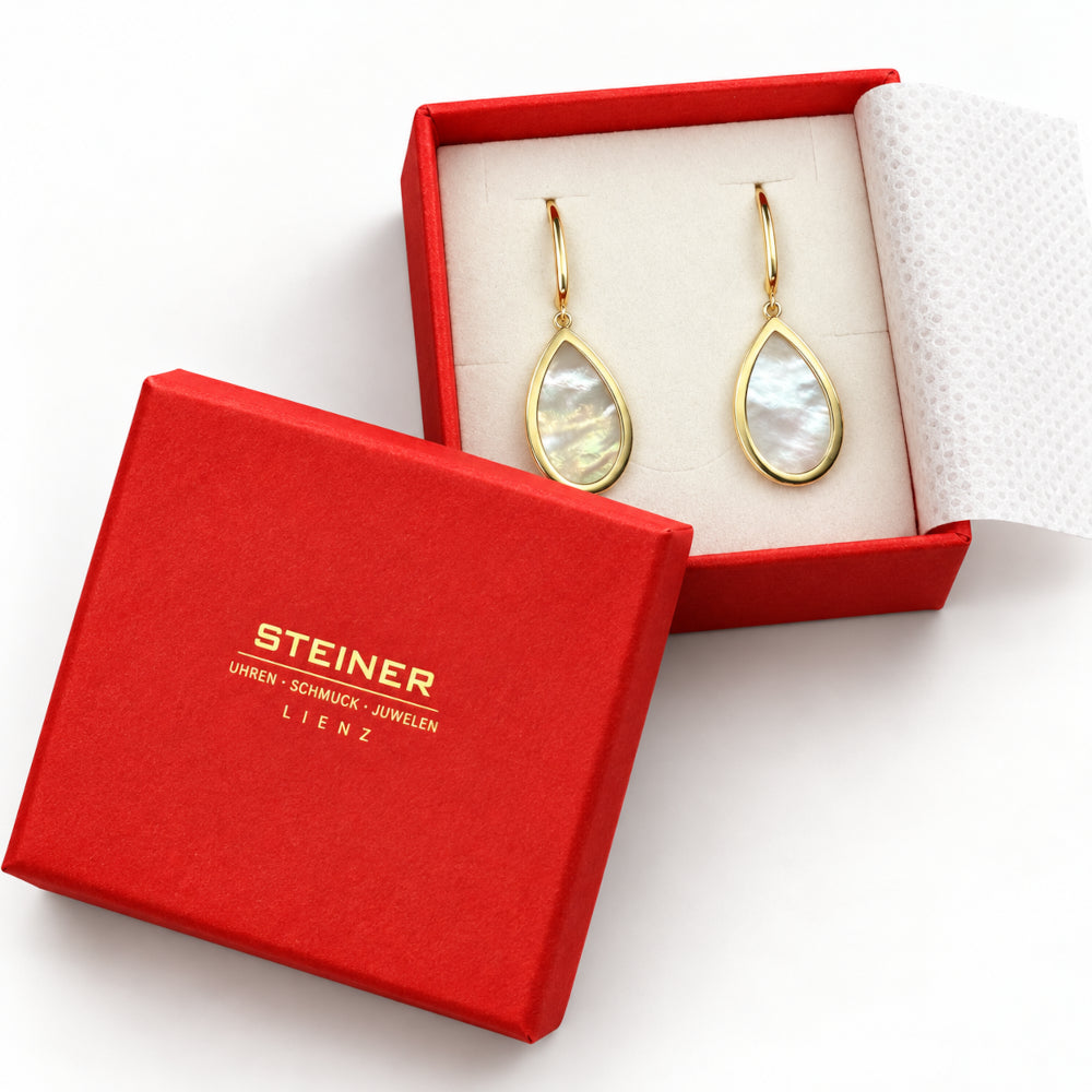 Steiner Exklusiv Ohrhänger 585 / 14Kt Gold Oval mit Perlmutt 113926