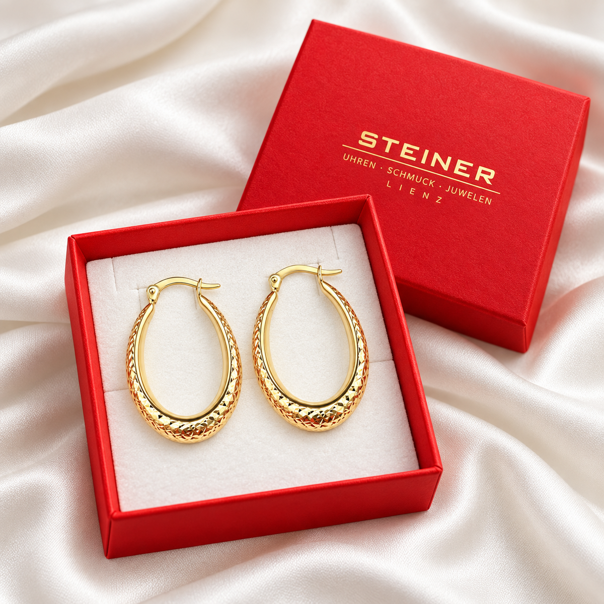 STEINER ESSENTIALS Creolen 585 / 14Kt Gold 113945 – Packaging