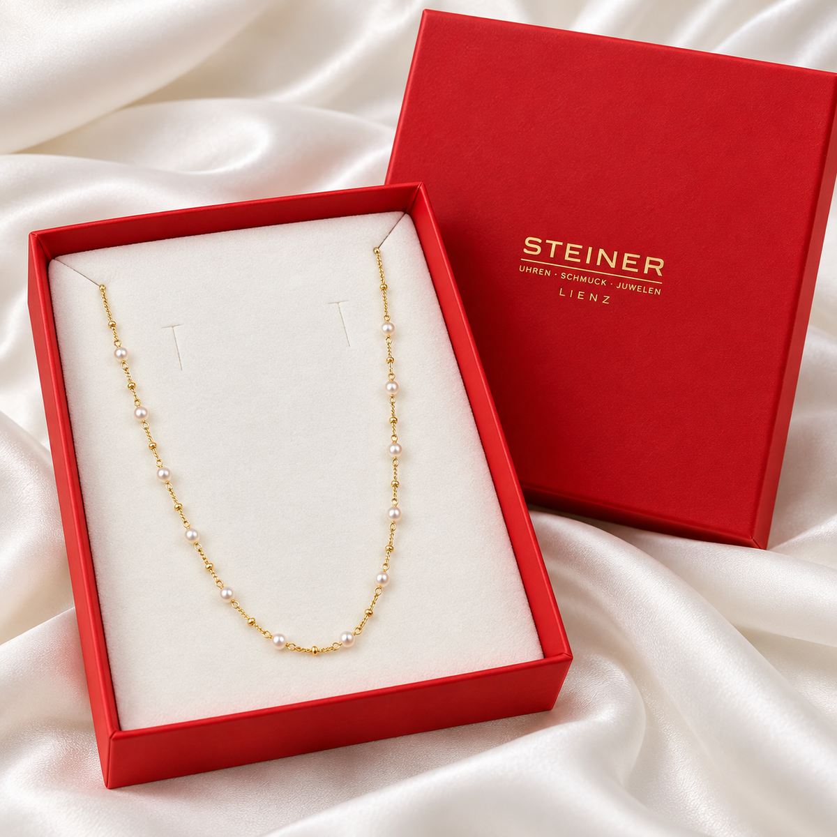 STEINER ESSENTIALS Halskette mit Perlen aus 585 / 14Kt Gold 114022