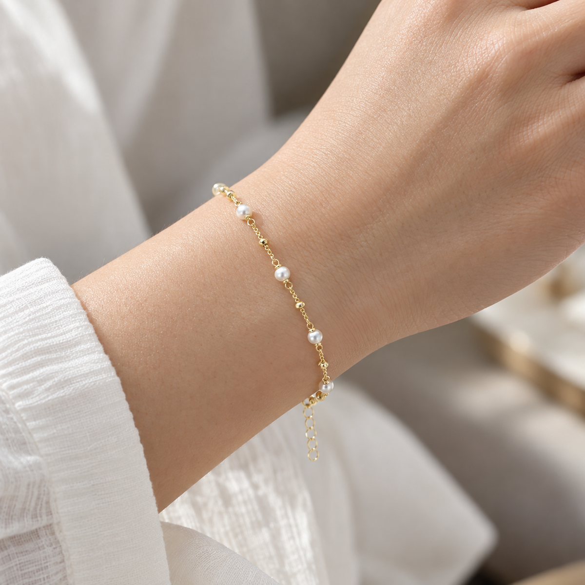 STEINER ESSENTIALS Armband 585 / 14Kt Gold mit Perlen 114023