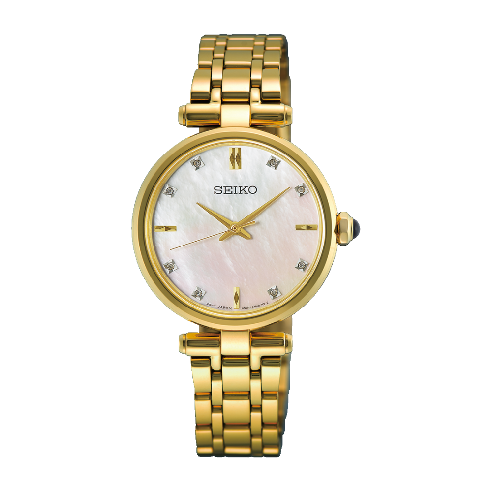 Seiko Klassik HGH008P1 Gold Perlmutt Frontansicht
