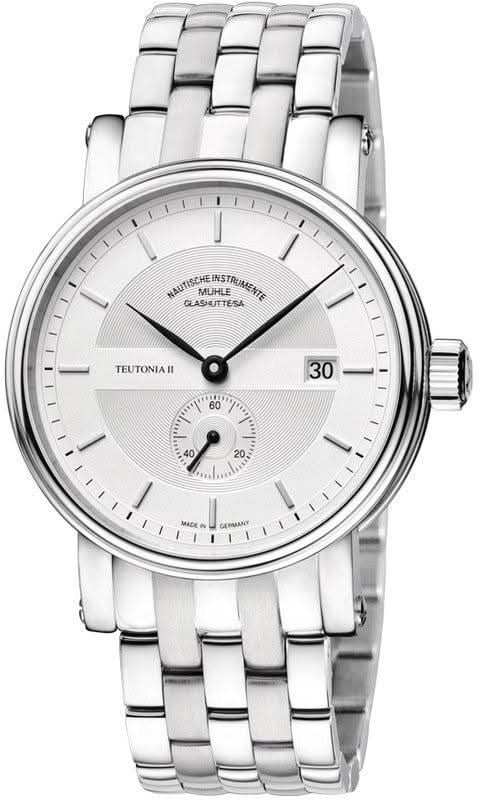 Montre Mühle Glashütte Teutonia II Petite Seconde, cadran argenté, vue de face