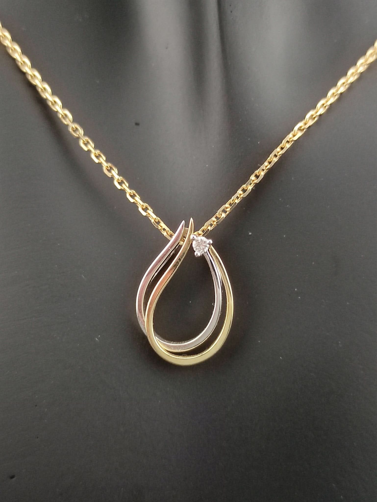 STEINER EXKLUSIV - Steiner Fine Jewellry Collier Ankerkette mit Tropfenanhänger Bicolor Gold - Juwelier Steiner