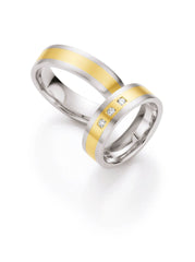 1 coppia di fedi nuziali/anelli da matrimonio Collection Ruesch Gold & Steel Selection 585