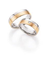 1 Pair of Wedding Rings/Marriage Rings Collection Ruesch Gold & Steel Selection 585