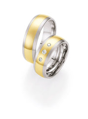 1 paio di fedi nuziali/anelli da matrimonio Collection Ruesch Gold & Steel Selection 585