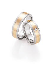 1 coppia di fedi nuziali/anelli da matrimonio Collection Ruesch Gold & Steel Selection 585