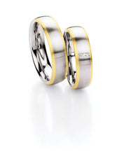 1 coppia di fedi nuziali/fedi matrimoniali  Collection Ruesch Gold & Steel Whitestyle
