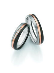 1 Pair of Wedding Rings/Marriage Rings Collection Ruesch Surfing Colors