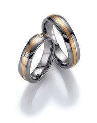 1 Pair of Wedding Rings/Marriage Rings Collection Ruesch Titan Gold Whitestyle