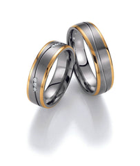 1 Pair of Wedding Rings/Marriage Rings Collection Ruesch Titan Gold Whitestyle