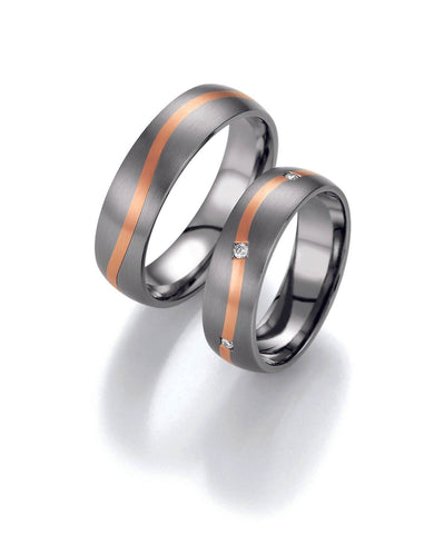 1 Pair of Wedding Rings/Marriage Rings Collection Ruesch Titan Gold Whitestyle