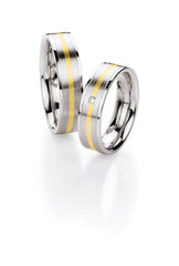 1 coppia di anelli matrimoniali/fedi nuziali Collection Ruesch Steel & Gold Whitestyle