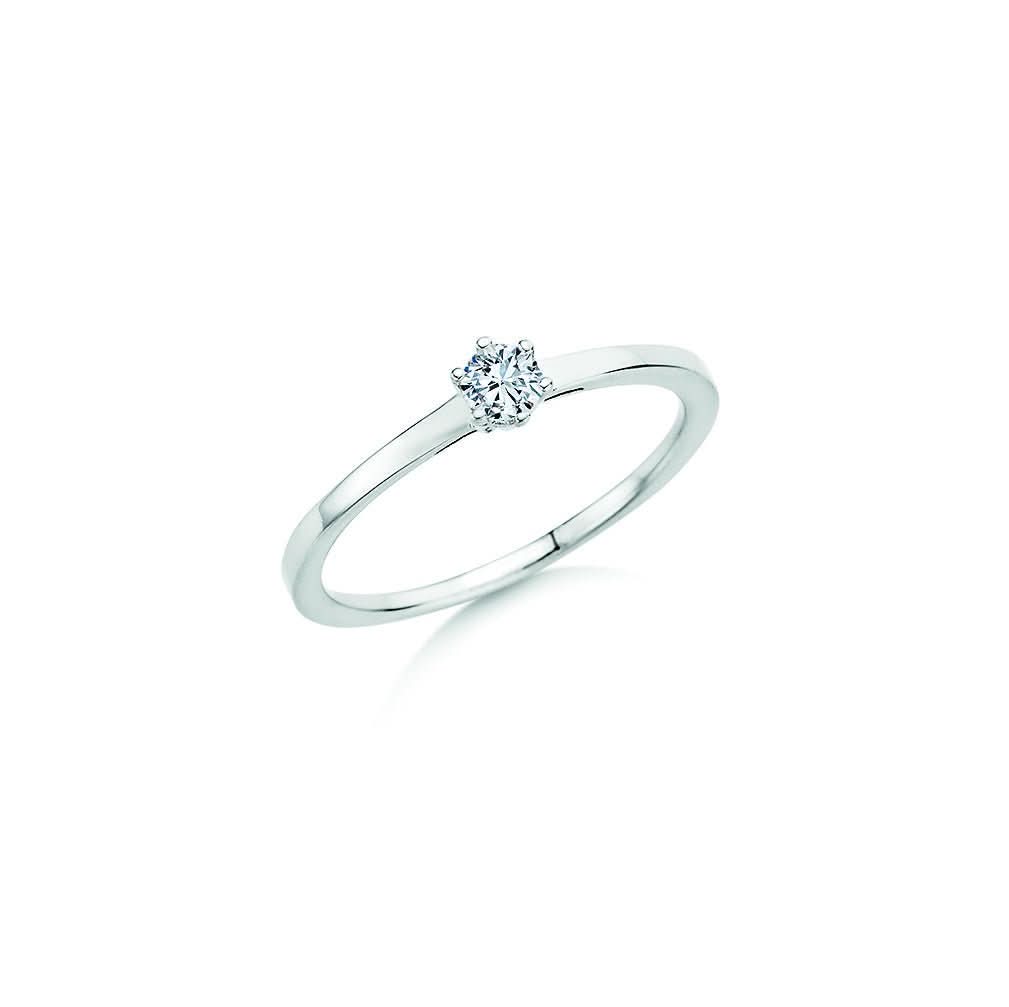 CR Solitaire Ring Weißgold 585 · 0,150 ct W-SI - Juwelier Steiner