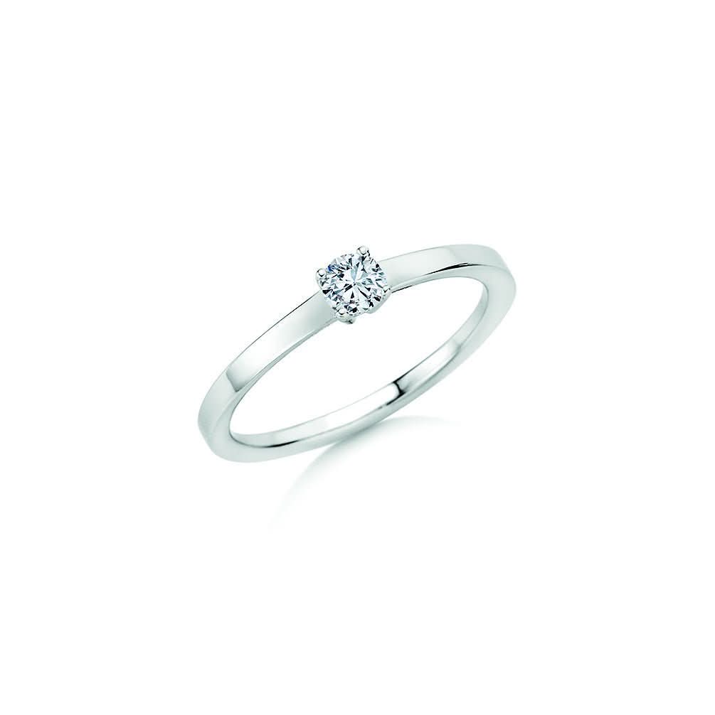CR Solitaire Ring Weißgold 585 · 0,200 ct W-SI - Juwelier Steiner